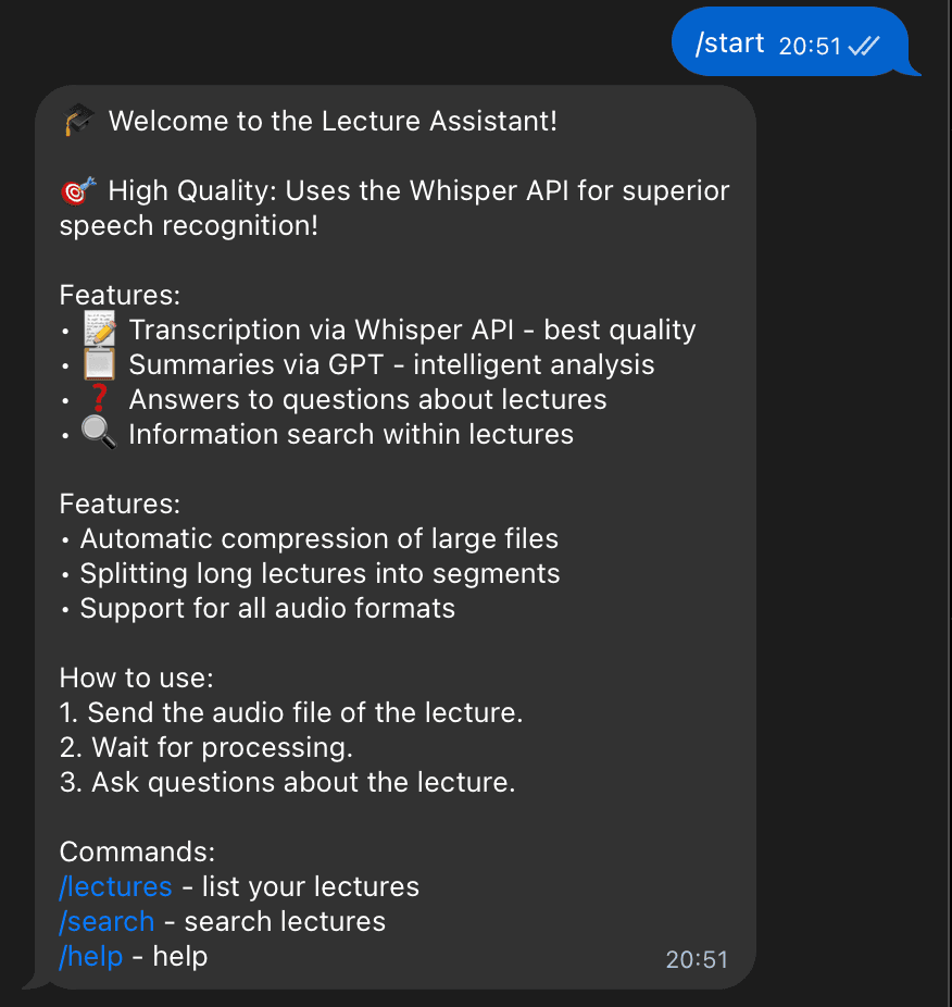Lecture bot summary produced from an audio recording